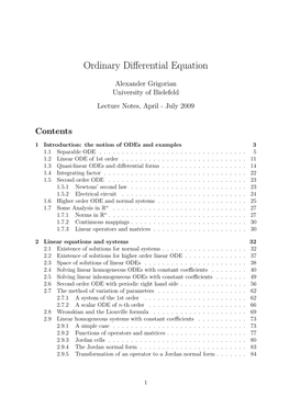 Ordinary Differential Equation