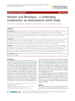 An Observational Cohort Study Sini Saarinen1*†, Jyrki Puolakka1†, James Boyd1†, Taneli Väyrynen2†, Harri Luurila3† and Markku Kuisma1†