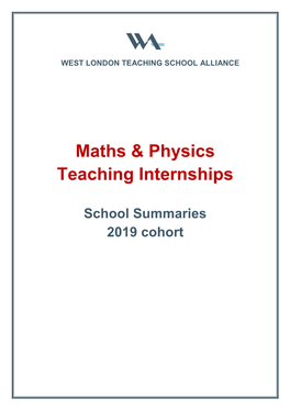 Maths & Physics Teaching Internships