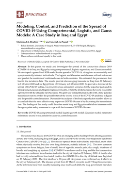 Modeling, Control, and Prediction of the Spread of COVID-19 Using Compartmental, Logistic, and Gauss Models: a Case Study in Iraq and Egypt
