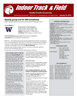 Seattle Pacific University Mark Moschetti, Assistant SID ● (206) 281-2772 ● Moschm@Spu.Edu ● Fax: (206) 281-2266 January 24, 2019