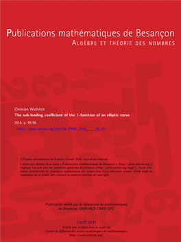 The Sub-Leading Coefficient of the L-Function of an Elliptic Curve