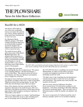 THE PLOWSHARE News for John Deere Collectors