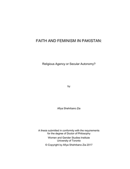 Faith and Feminism in Pakistan