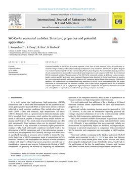 WC-Co-Re Cemented Carbides- Structure, Properties and Potential