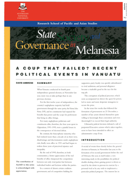 A Coup That Failed? Recent Political Events in Vanuatu