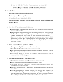 Spread Spectrum. Multiuser Systems