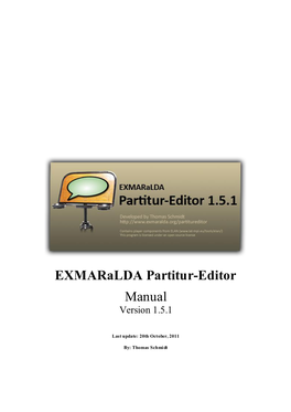 Exmaralda Partitur-Editor Manual Version 1.5.1