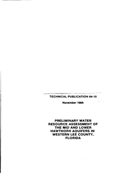 PRELIMINARY WATER RESOURCE ASSESSMENT of the MID and LOWER HAWTHORN AQUIFERS in WESTERN LEE COUNTY, FLORIDA F