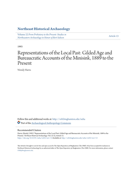 Gilded Age and Bureaucratic Accounts of the Minisink, 1889 to the Present Wendy Harris