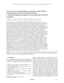 Trace Gas and Aerosol Interactions in the Fully Coupled Model of Aerosol-Chemistry-Climate ECHAM5-HAMMOZ: 1