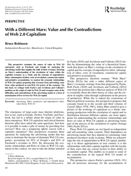 With a Different Marx: Value and the Contradictions of Web 2.0 Capitalism