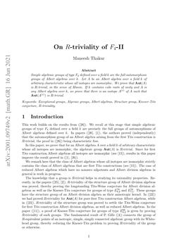 Arxiv:2001.09749V2 [Math.GR] 16 Jun 2021 on R-Triviality of F 4-II