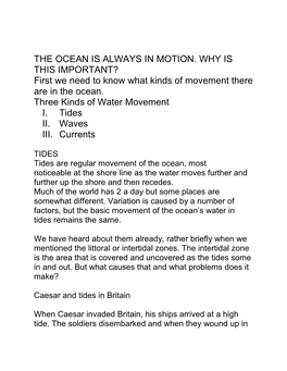 First We Need to Know What Kinds of Movement There Are in the Ocean