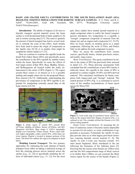 Basin and Crater Ejecta Contributions to the South Pole-Aitken Basin (Spa) Regolith: Positive Implications for Robotic Surface Samples