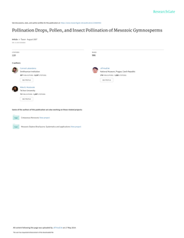 Pollination Drops, Pollen, and Insect Pollination of Mesozoic Gymnosperms