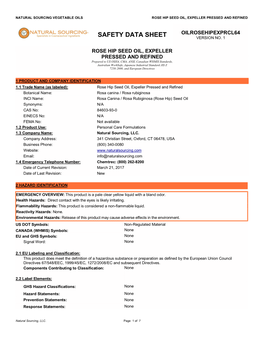 Safety Data Sheet Version No