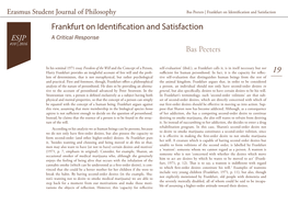 Frankfurt on Identification and Satisfaction Frankfurt on Identification and Satisfaction ESJP a Critical Response #10 | 2016 Bas Peeters