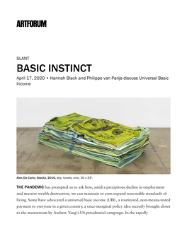 BASIC INSTINCT April 17, 2020 • Hannah Black and Philippe Van Parijs Discuss Universal Basic Income