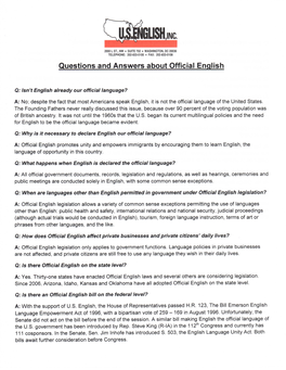 Questions and Answers About Official English