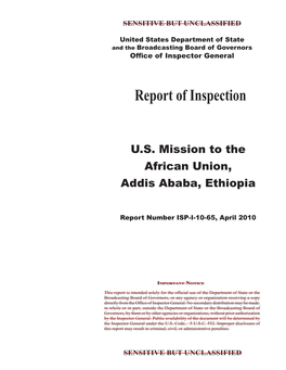 Inspection of the US Mission to the African Union, Addis Ababa, Ethiopia