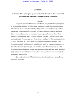 CHAPTER 3 a Revision of the Afrotropical Species of Hersiliola