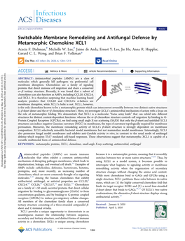 Switchable Membrane Remodeling and Antifungal Defense by Metamorphic Chemokine XCL1 # # Acacia F