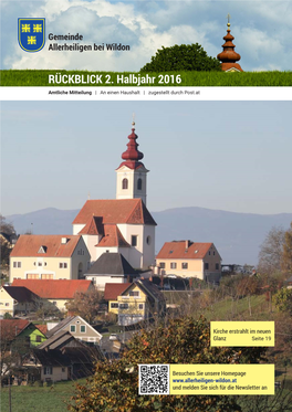 RÜCKBLICK 2. Halbjahr 2016 Amtliche Mitteilung | an Einen Haushalt | Zugestellt Durch Post.At