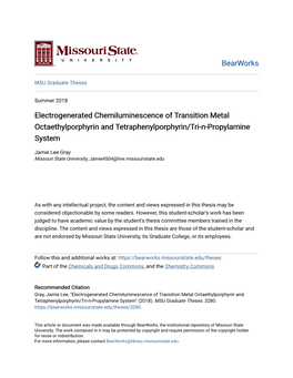 Electrogenerated Chemiluminescence of Transition Metal Octaethylporphyrin and Tetraphenylporphyrin/Tri-N-Propylamine System