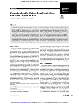 Understanding the Histone DNA Repair Code: H4k20me2 Makes Its Mark Karissa L