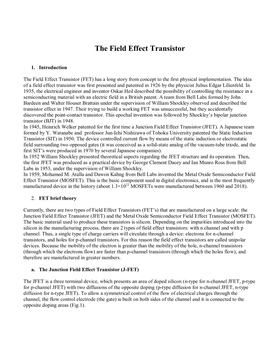 The Field Effect Transistor