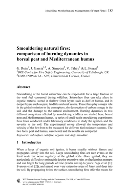 Smouldering Natural Fires: Comparison of Burning Dynamics in Boreal Peat and Mediterranean Humus