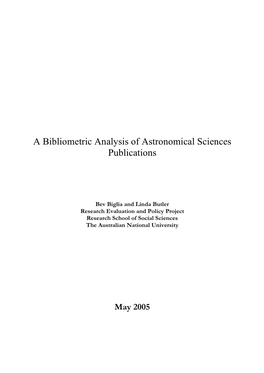 A Bibliometric Analysis of Astronomical Sciences Publications