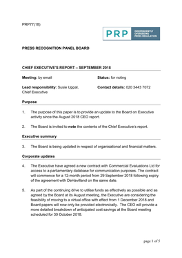 Chief Executive's Report