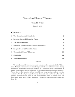 Generalized Stokes' Theorem