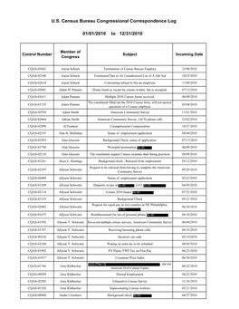 Correspondence Log 2010 Redacted