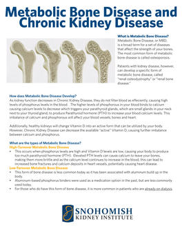 Metabolic Bone Disease and Chronic Kidney Disease