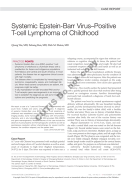 Systemic Epstein-Barr Virus–Positive T-Cell Lymphoma of Childhood