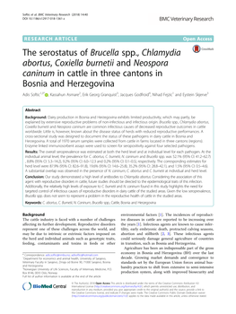 The Serostatus of Brucella Spp., Chlamydia Abortus, Coxiella
