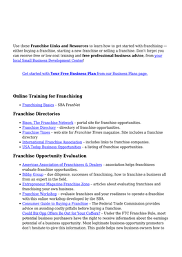 Online Training for Franchising Franchise Directories Franchise