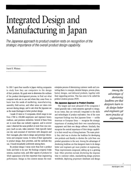 Integrated Design and Manufacturing in Japan