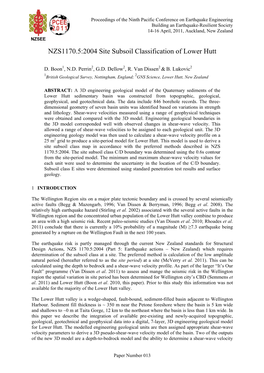 NZS1170.5:2004 Site Subsoil Classification of Lower Hutt