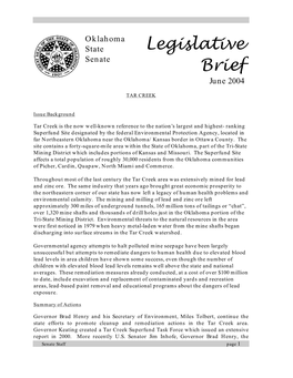 2004 Legislative Briefs / Tar Creek