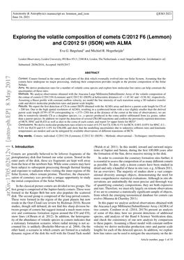 Exploring the Volatile Composition of Comets C/2012 F6 (Lemmon) and C/2012 S1 (ISON) with ALMA Eva G