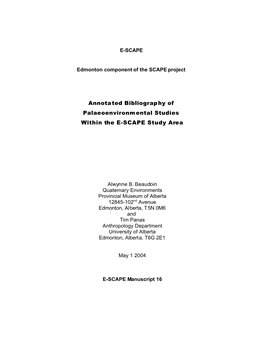 Annotated Bibliography of Palaeoenvironmental Studies Within the E-SCAPE Study Area