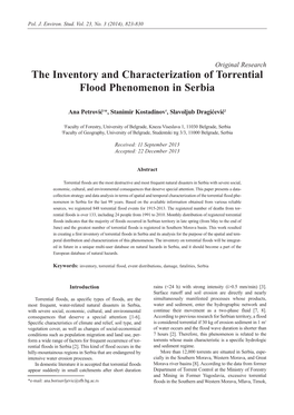 The Inventory and Characterization of Torrential Flood Phenomenon in Serbia