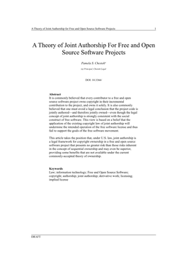 A Theory of Joint Authorship for Free and Open Source Software Projects 1