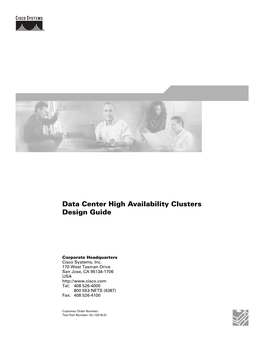 Data Center High Availability Clusters Design Guide