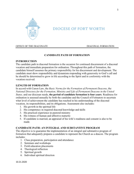 Stages of Formation: Candidacy