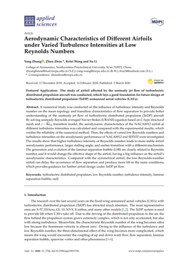 Aerodynamic Characteristics of Different Airfoils Under Varied